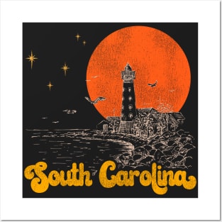 Vintage State of South Carolina Mid Century Distressed Aesthetic Posters and Art